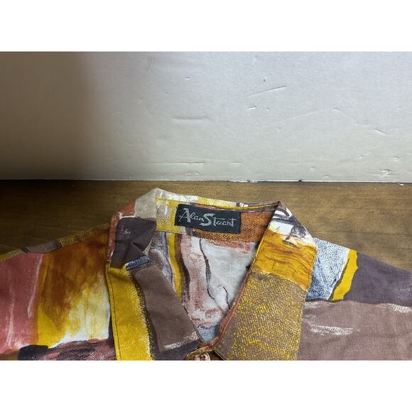 Alan Stuart Shirt Mens Multicolor Abstract Art Pullover Short Sleeve Banded XL - Picture 3 of 12